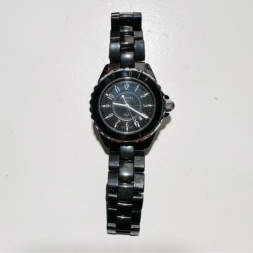 Chanel J12 H0682 33mm Quartz Blue Dial Black Ceramic Watch $5500